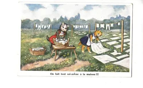 B81319 Waschkleidung auf Fait Tout Soi menschliche Haltung Katze Chat Vorder-/Rückseite Bild