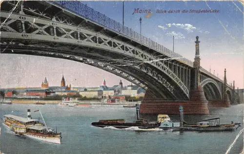 BF34758 mainz blick durch die strassenbricke ship germany front/back scan