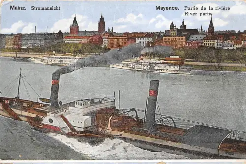 BF34513 mainz mayence stromansicht ship bateaux germany front/back scan