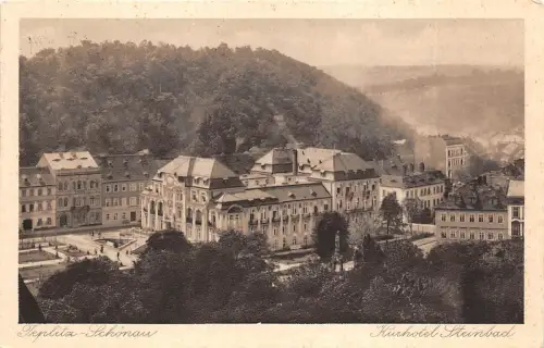 B3741 Tschechien Teploitz Schönau Kurhotel Steinbad 1928 Front/Back Scan