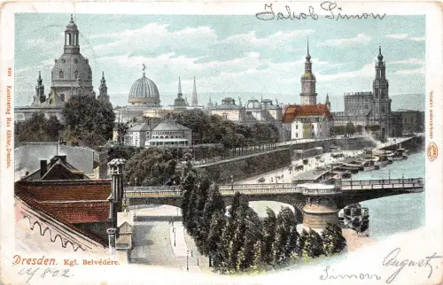 B0185 Deutschland Dresden KGl Belvedere gebraucht 1902 Vorder-/Rückscan