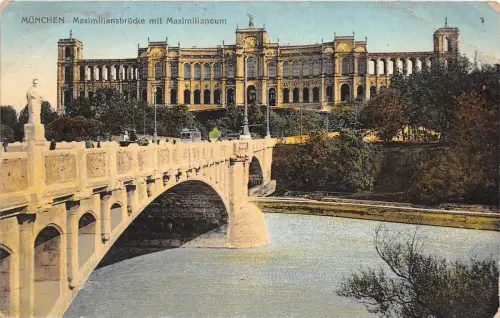 BF34789 munchen maximiliansbrücke mit maximilianeum germany front/back scan