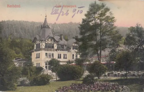 B80244 karlsbad cafe kaiserpark karlovy variiert Tschechien Vorder-/Rückbild