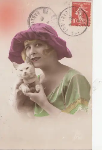 B78691 Frauen Femme Katzen Chat Scan Vorder-/Rückseitenbild