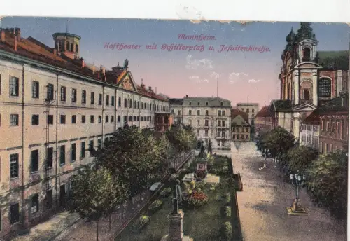 B80348 mannheim hoftheater mit schillerplatz jefuiten germany front/back image