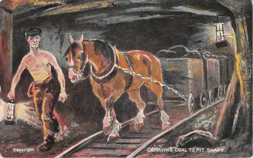 Lot260 transportiert Kohle zu Grubenschachtarbeiten in der Mine UK Postkarte