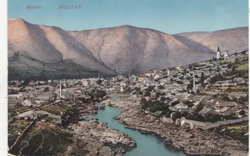 B79132 Mostar Landschaft Bosnien Scan Vorder-/Rückbild