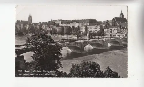 BF33293 Basel Schweiz mittlere Rheinbrücke Vorder-/Hinterbild