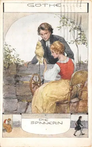 Lot221 Goethe Die Spinnerin verdreht Franz Schubert Postkarte Sozialgeschichte
