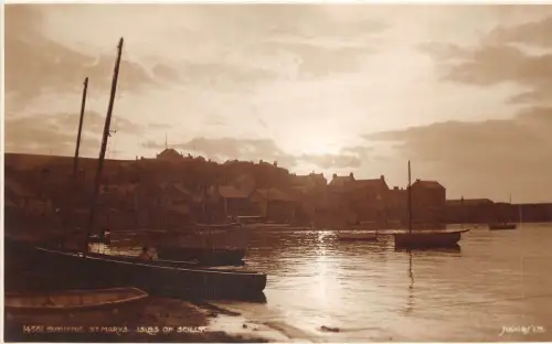auk41349 evening st mary isle of scilly real photo uk