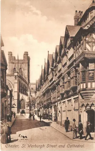 uk40341 st werburgh street and cathedral chester real photo uk