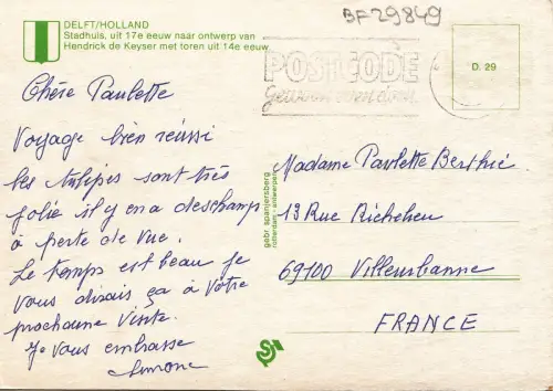 BF29849 Delft Stadhuis Netherland Front/Back Image