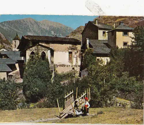 BF32981 Typen Ordino Vista Parcial Valls Andorra 10x5cm Front/Back Bild