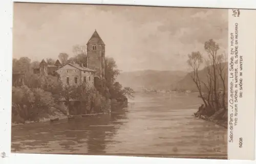 BF18412 j claverie la saone en hiver salond de par Gemälde Kunst Vorder-/Rückseite Bild