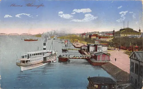 BF34017 MAINZ RHEINPFER SCHIFF BATEAUX GERMANY FRONT/BACK SCAN