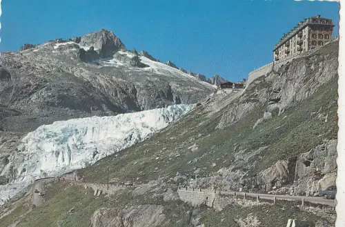 BF23791 rhonegletscher an furkastrasse mit hotel belve germany front/back image