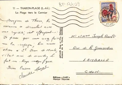 BF13409 tharon plage l atl la plage vers la cormiar france front/back image