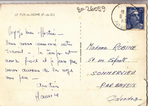 BF26059 le puy de dome p de d france front/back image