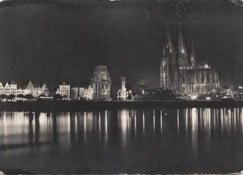 BF19477 koln a rheinufer und dombeleuchtung germany front/back image