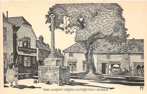 br109896 Marktkreuz Alfriston Sussex Echtfoto UK Apotheke