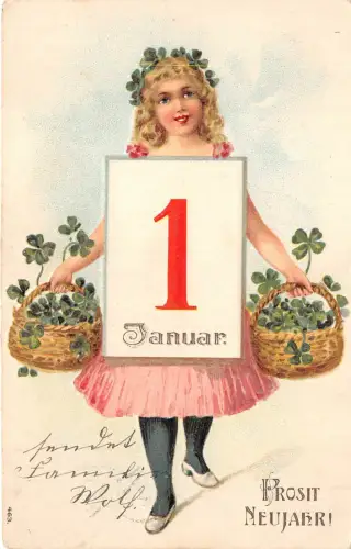 uk40812 1 januar new year greetings uk embossed fantasy