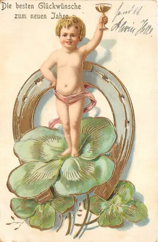 uk40854 gluckwunsche zum neuen jahr neujahrsgrüße klee champagner engel