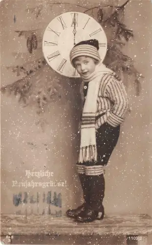 uk40954 herzliche neujahrsgrusse neujahrsgrüße uhr fantasy