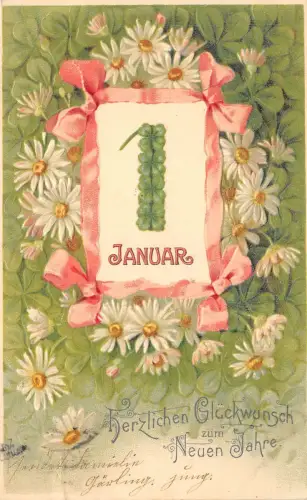 uk40802 herzlichen gluckwunschg new year greetings uk 1 january embossed