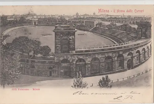 B77197 milano l arena dalle carceri stade stadium scan front/back image