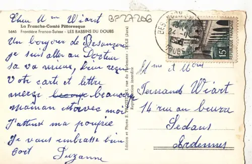 BF27206 les bassins du doubs frontiere franco suisse france front/back image