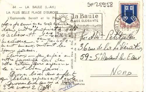 BF25958 la baule l a l esplanade benoit et ala plage france front/back image