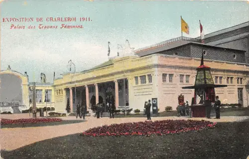 BF35368 exposition de charleroi 1911 palais de travaux fe france front/back scan