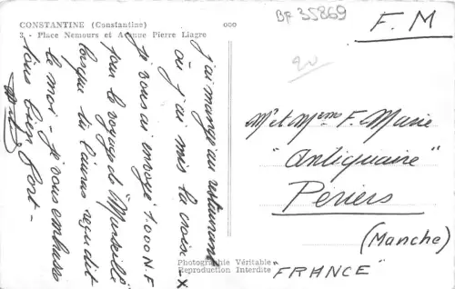 BF35869 constantine place nemours et avenue pierre ling algeria front/back scan