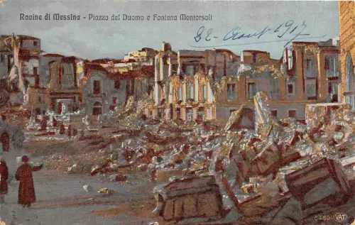 BF35323 rovine di messina piazza del duomo e fontana italy front/back scan