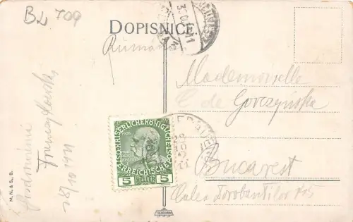 B2709 Tschechien Zamek Hluboka u Budejovic PPC gebraucht 1911 Front/Back Scan