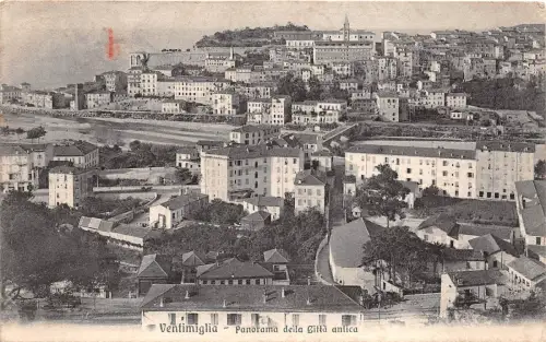 BF35295 ventimiglia panorama della citta antica italy front/back scan