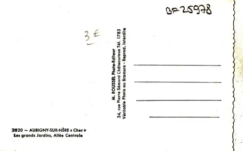 BF25978 aubigny sur nere cher les grands jardins allee france front/back image