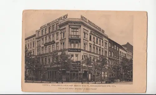 B80288 hotel preußischer hof berlin königgratzer germany front/back image