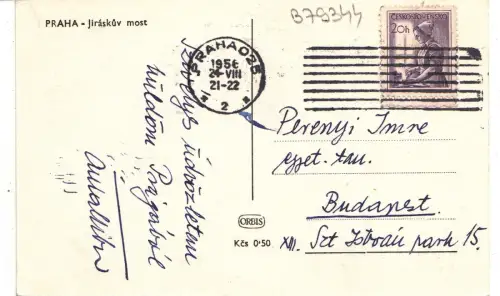 B79344 jiraskuv most ship bateaux praha prag czech republic front/back image