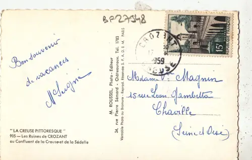 BF27548 creuse les ruines de crozant france front/back image