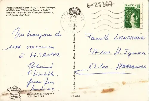 BF25367 Port Grimaud Var Cite Lacuster Schiff Frankreich Vorder-/Rückbild