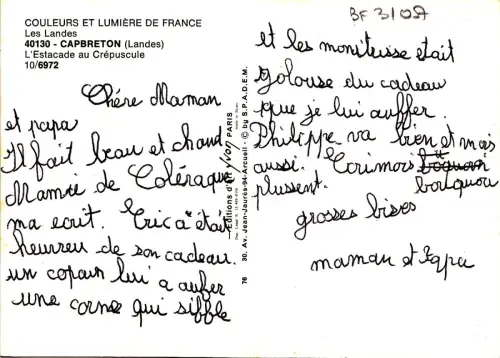 BF31057 capbreton landes l estacade au crepuscule france front/back image