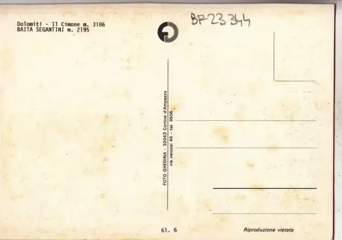 BF23344 dolomiti il cimone baita segantini italy front/back image