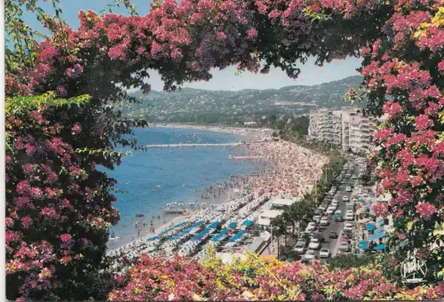 BF22077 juan les pins l avenue guillaumont et la plage france front/back image