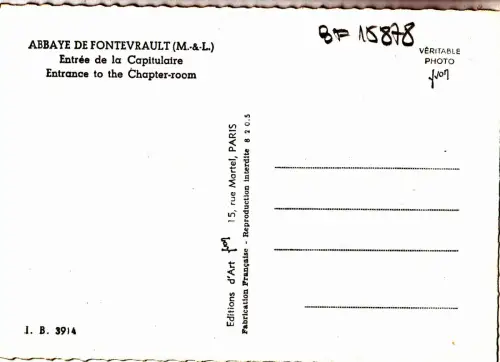 BF15878 abbaye de fontevrault m et l entree de la capitu france front/back image