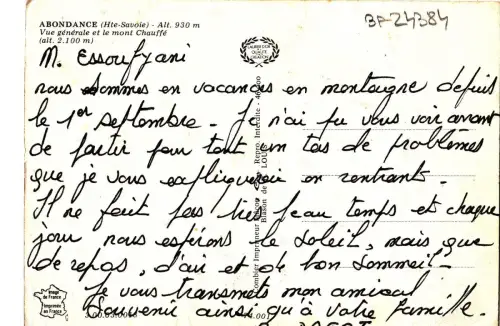 BF24384 abondance h s vue generale et le mont chauffe france front/back image
