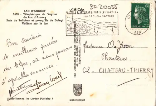 BF20055 lac d annecy telepherique de veyrier du lac d a france front/back image