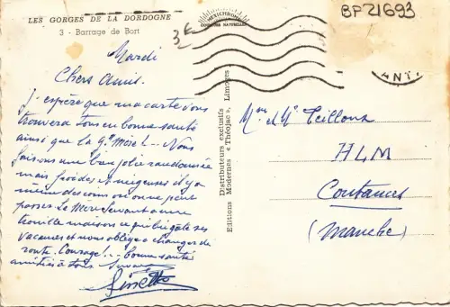 BF21693 gorges de la dordogne barrage de bort france front/back image