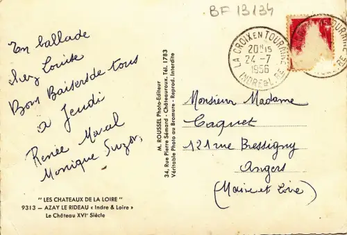 BF13134 azay le rideau i et l le chateau france front/back image