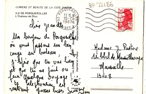 BF22186 ile de porquerolles l oustaou de diou france front/back image